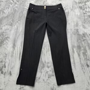 Club Monaco Pants Womens 8 Black Petrah Cropped Split Hem Stretch Preppy Office